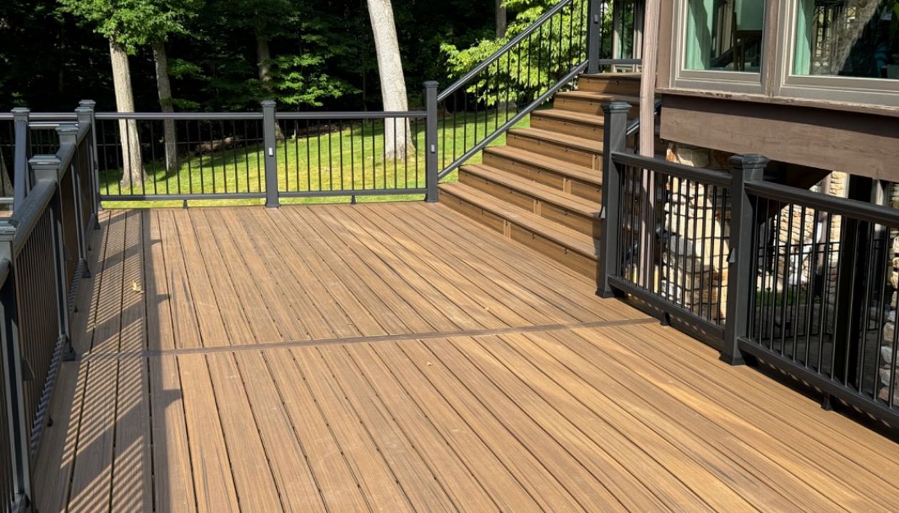 BLACK AND GOLD FOR PITTSBURGH-- HAVANA GOLD AND SPICED RUM ALL BLACK RAILING 20' STAIR CASE WITH RISER LIGHTS