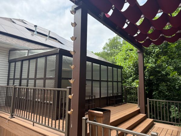 Hatteras Deck with Trex pergola and inset hot tub