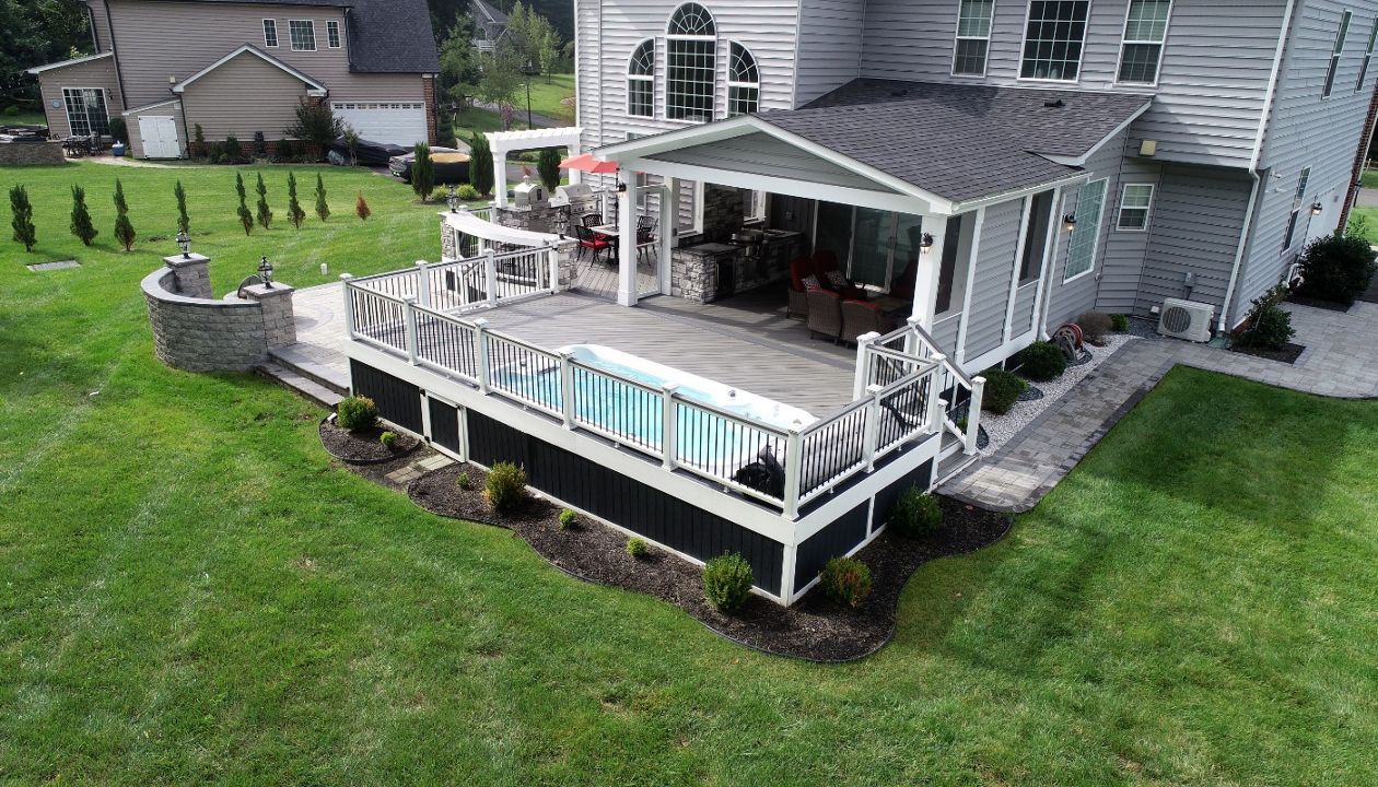 Deck, porch, outdoor kitchen, patio, & swim spa