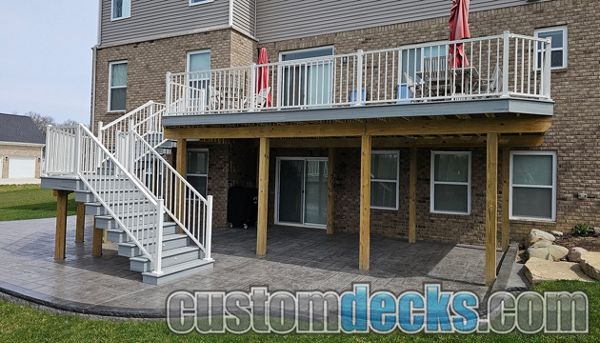 Enhance Foggy Wharf decking with White Signature aluminum railing