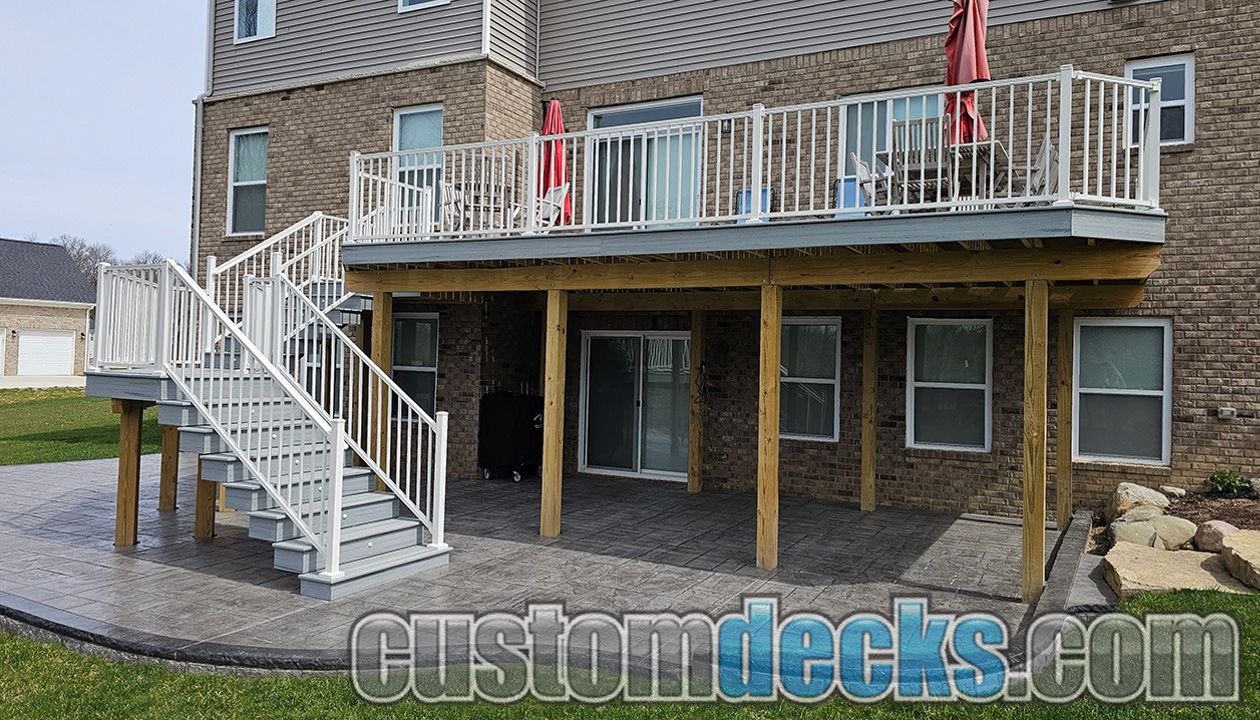 Enhance Foggy Wharf decking with White Signature aluminum railing