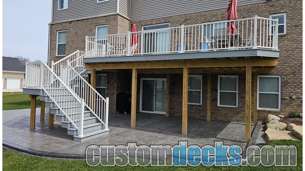 Enhance Foggy Wharf decking with White Signature aluminum railing
