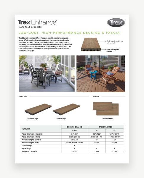 Trex Transcend Decking & Fascia Cut Sheet