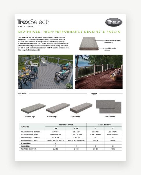 Trex Transcend Decking & Fascia Cut Sheet