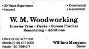 W.M. Woodworking Logo