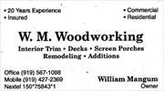 W.M. Woodworking Logo