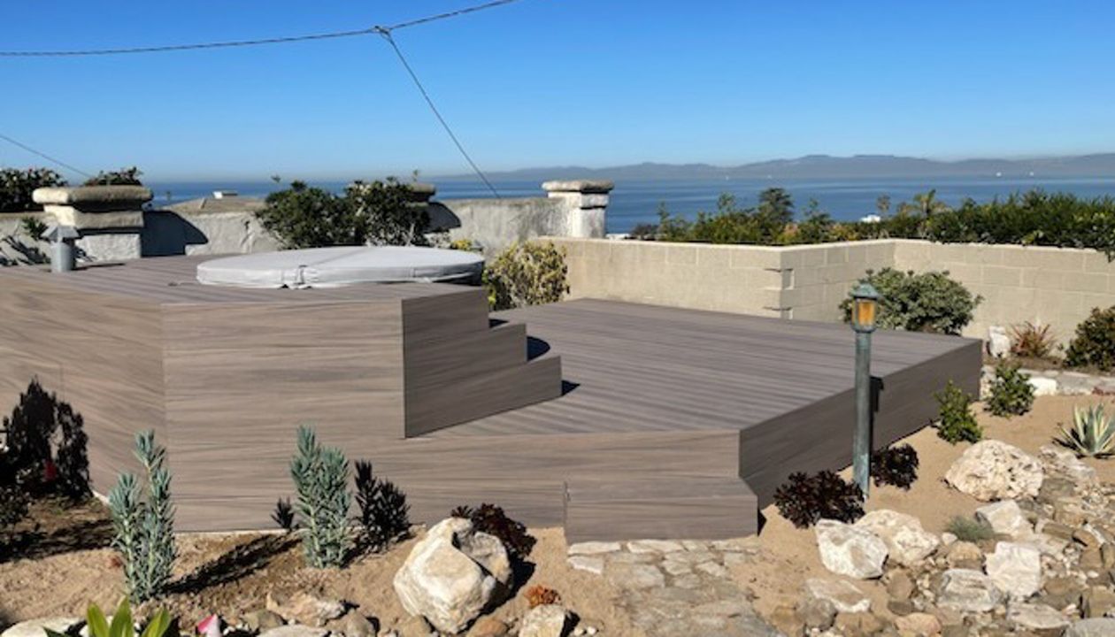 Trex Enhance hot tub deck in Rocky Harbor