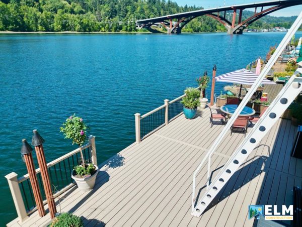 Waterfront deck by ELM Construction Services, using Trex