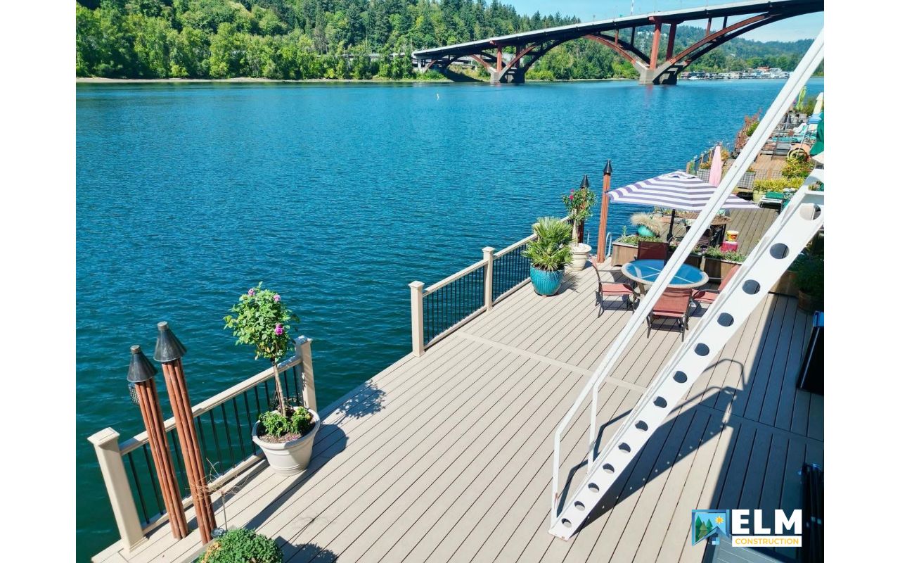 Waterfront deck by ELM Construction Services, using Trex