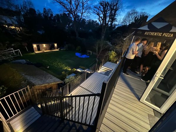 First floor trex decking for a party in Chorleywood