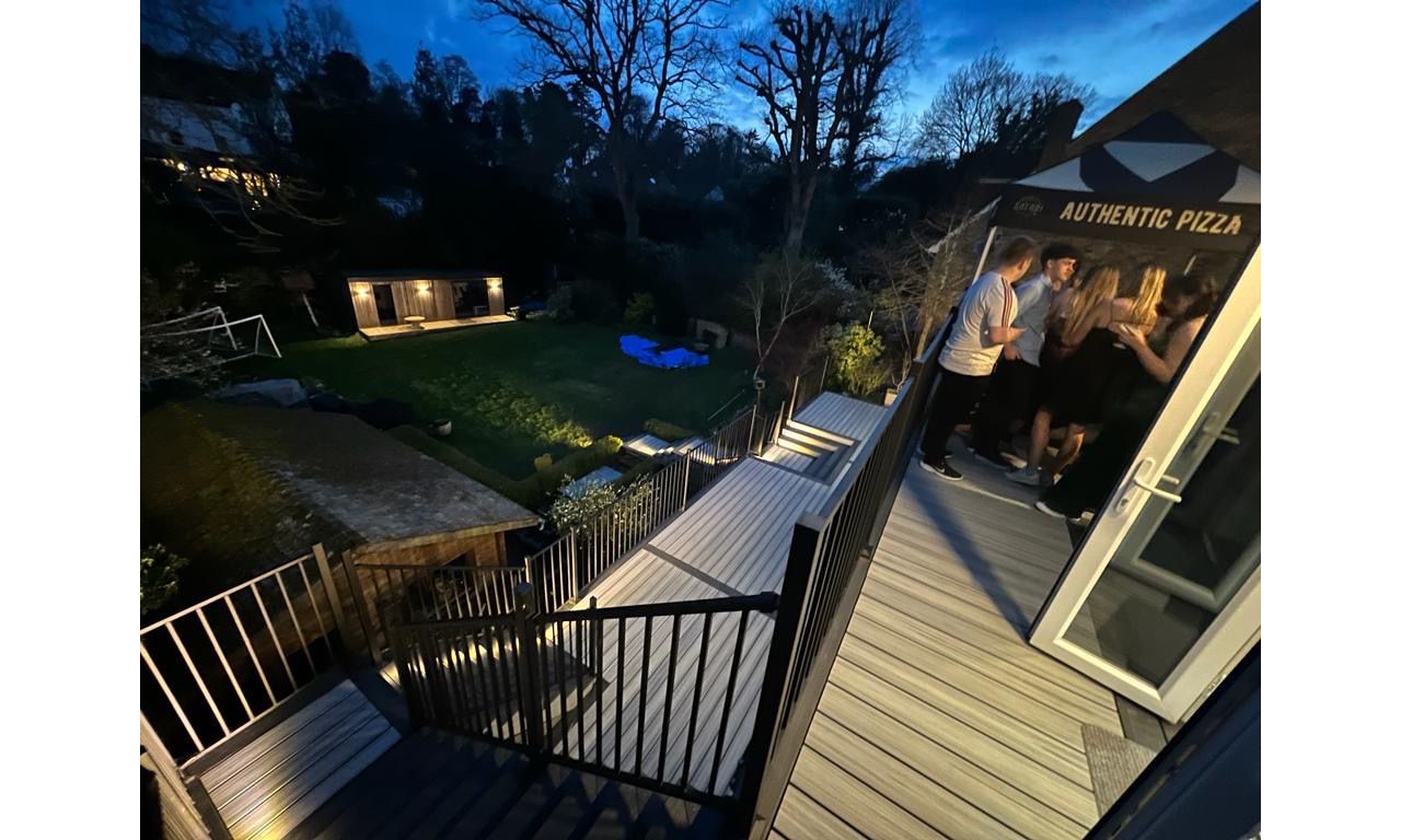 First floor trex decking for a party in Chorleywood