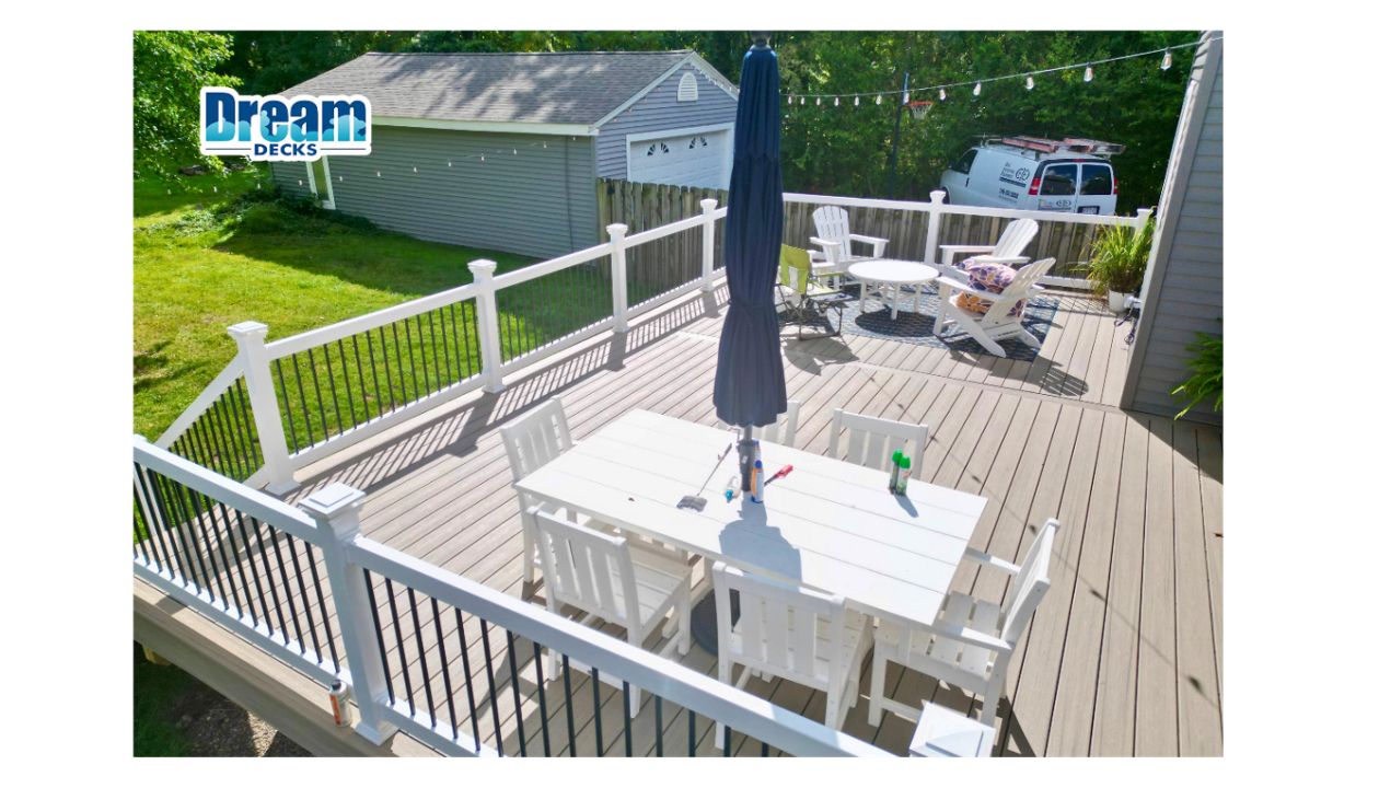 One space. Multiple ways to use it.  From outdoor dining to a relaxed lounge setup, this Trex Honey Grove deck is built to handle it all. Clean lines, low maintenance, and room to actually live outside.