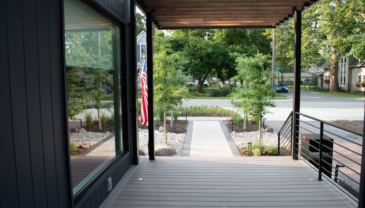 Front porch with pergola
