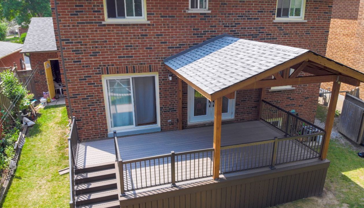 Trex Decking with a roof structure