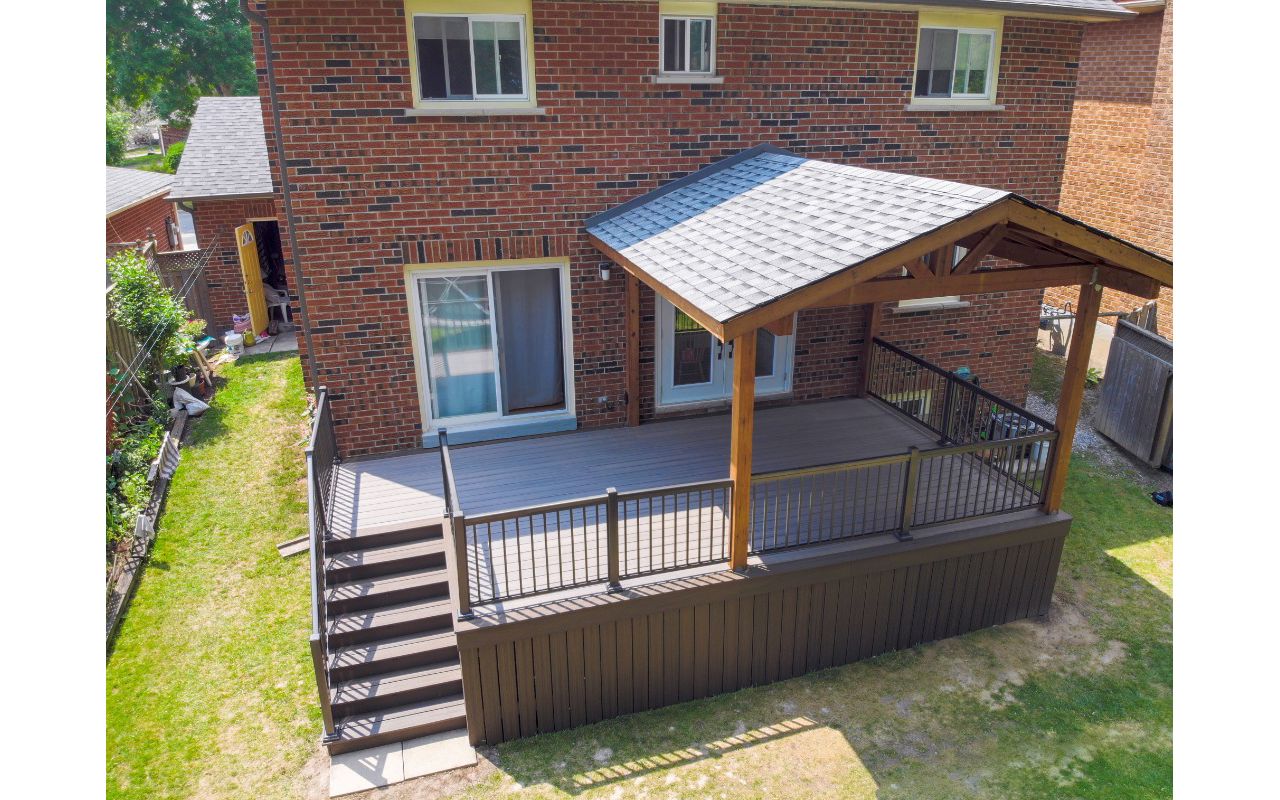 Trex Decking with a roof structure
