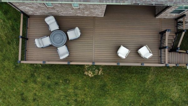 Enhanced Toasted Sand decking and Fascia with Charcoal Black Railing and Drink Rail-Overhead