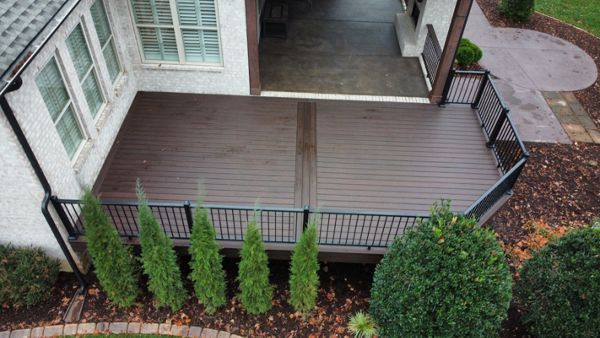 Trex Transcend Lava Rock and Black Aluminum Railing