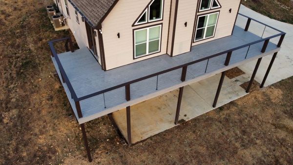 Trex Lineage in Rainier with custom cable railing