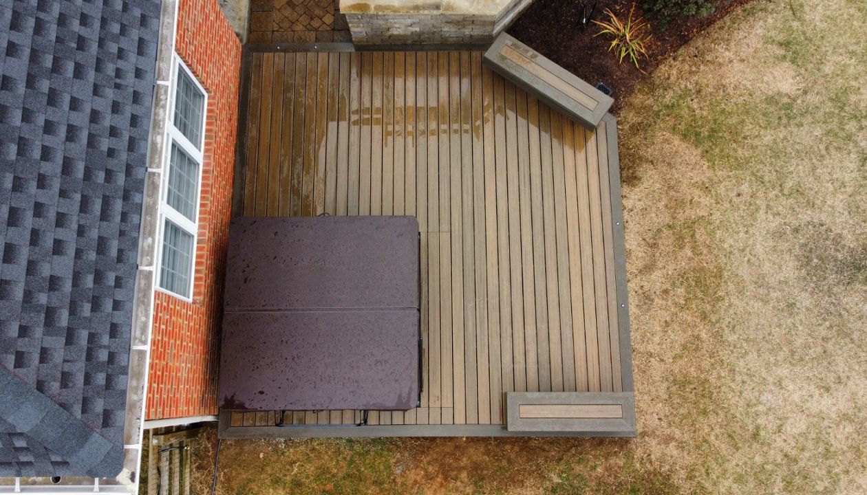 Toasted Sand with Coastal Bluff Border and two custom benches