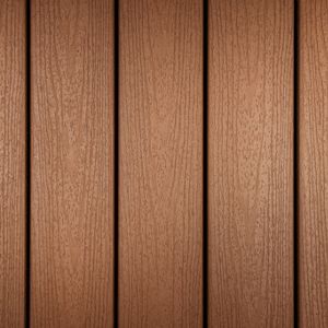 The image shows a close-up view of several vertical brown wooden planks arranged side by side. The surface displays a natural wood grain texture, giving a rustic and organic appearance. The color palette is warm and earthy, with subtle variations in the wood pattern. No visible text, numbers, or logos are present in the image.
