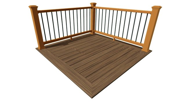 Trex Enhance composite railing in Saddle with Trex Enhance decking in Toasted Sand