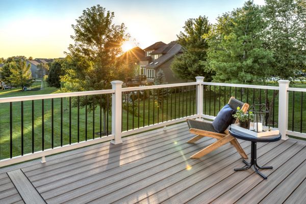 Two-Tone Trex® Transcend Deck Built Around Tree Barrington - Rock Solid  Builders, Inc.