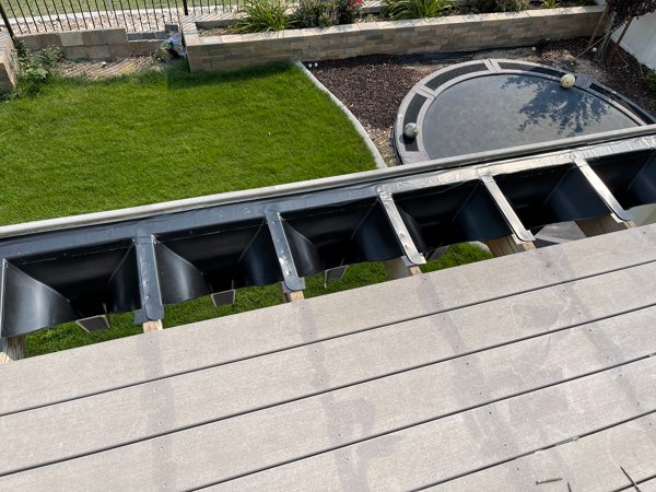 A view of the Trex RainEscape system being installed from above