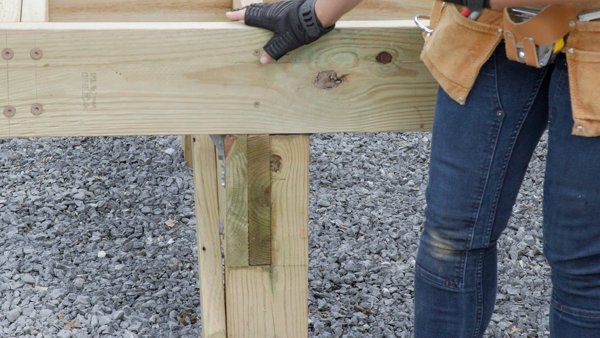 Beam mounted in the notch of the support post