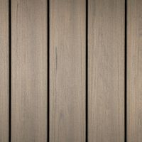 The image shows a close-up view of five vertical wooden planks with a weathered, light brown finish. The surface displays subtle grain patterns and natural imperfections, giving it a rustic appearance. The planks are evenly spaced, creating a linear and orderly visual effect. No visible text, numbers, or logos are present in the image.