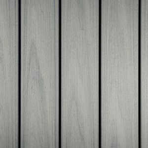 The image features a close-up view of five vertically aligned gray wooden planks. The surface displays a subtle wood grain texture with a cool, neutral color palette. The planks are evenly spaced, creating a clean and modern appearance. No visible text, numbers, or logos are present in the image.