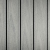 The image features a close-up view of five vertically aligned gray wooden planks. The surface displays a subtle wood grain texture with a cool, neutral color palette. The planks are evenly spaced, creating a clean and modern appearance. No visible text, numbers, or logos are present in the image.