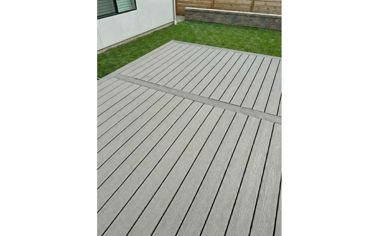 Modern composite platform deck installation in Houston, TX. Sleek layout designed to extend living space outdoors.