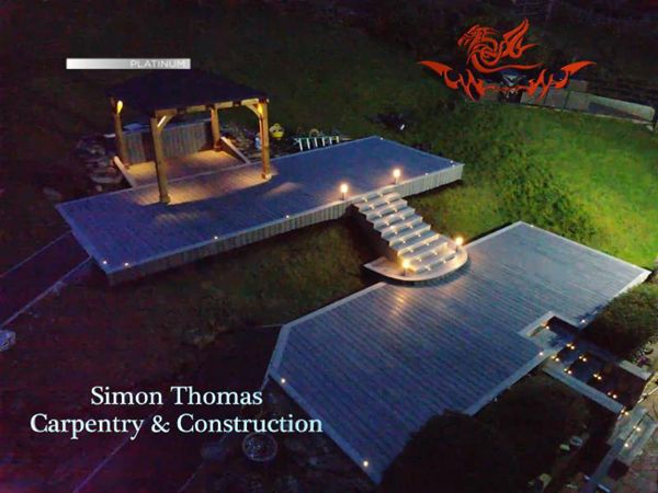 Trex Transcend Custom Curve project Island Mist with Gravel Path.