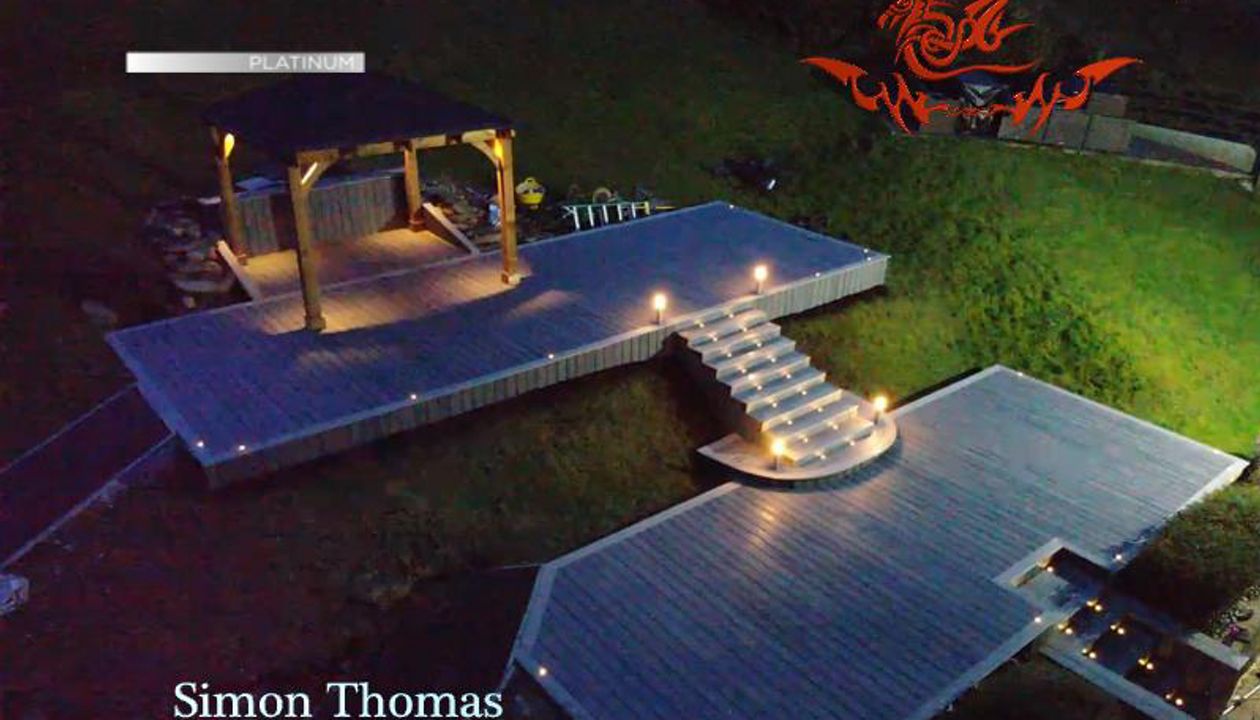 Trex Transcend Custom Curve project Island Mist with Gravel Path.