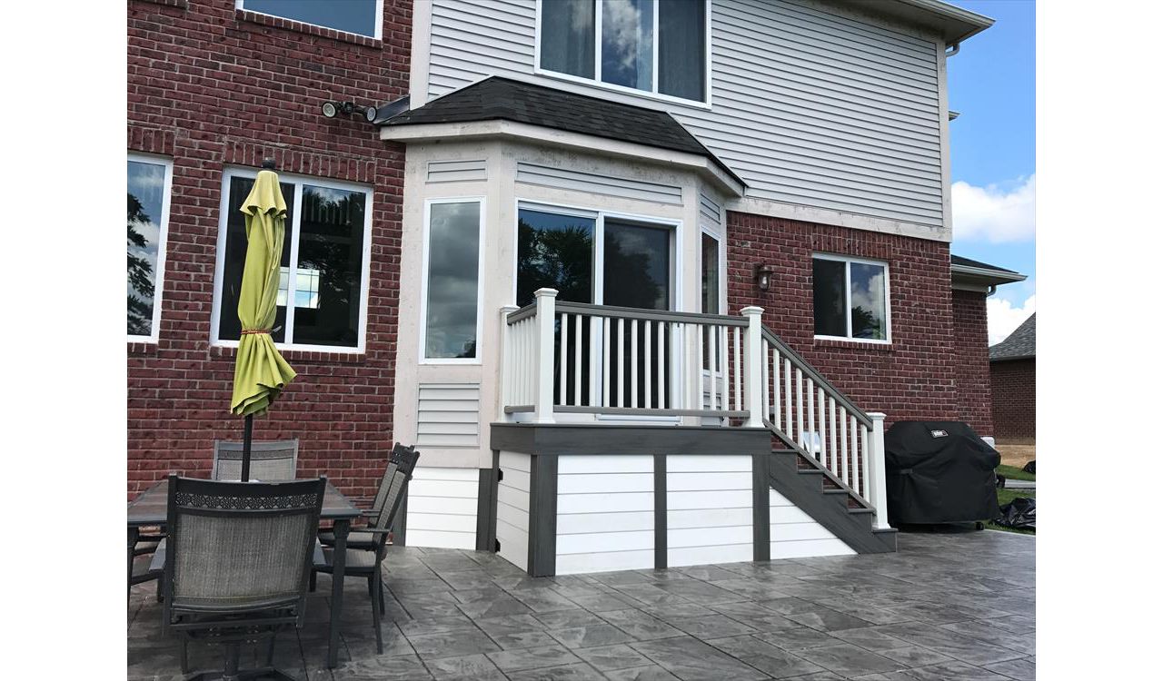 Island Mist stairs and Landing - Transcend Railing in Gravel path and white - Harrison Township, MI