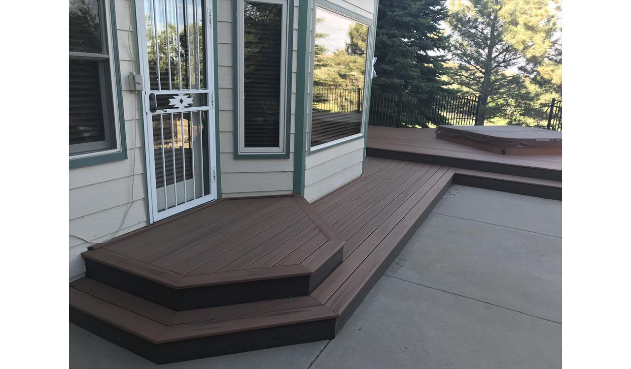 Tiki Torch decking with Lava Rock Fascia, elevation steel frame
