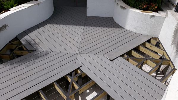 Trex Select Pebble Grey deck; Miami, FL; custom elevated steel substructure