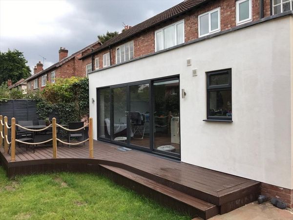 Small but effective decking area we completed in Didsbury. Trex Transcend Vintage Lantern