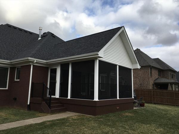 Trex Transcend Deck in Fire Pit with Roof &amp; Screen Porch in Louisville, KY