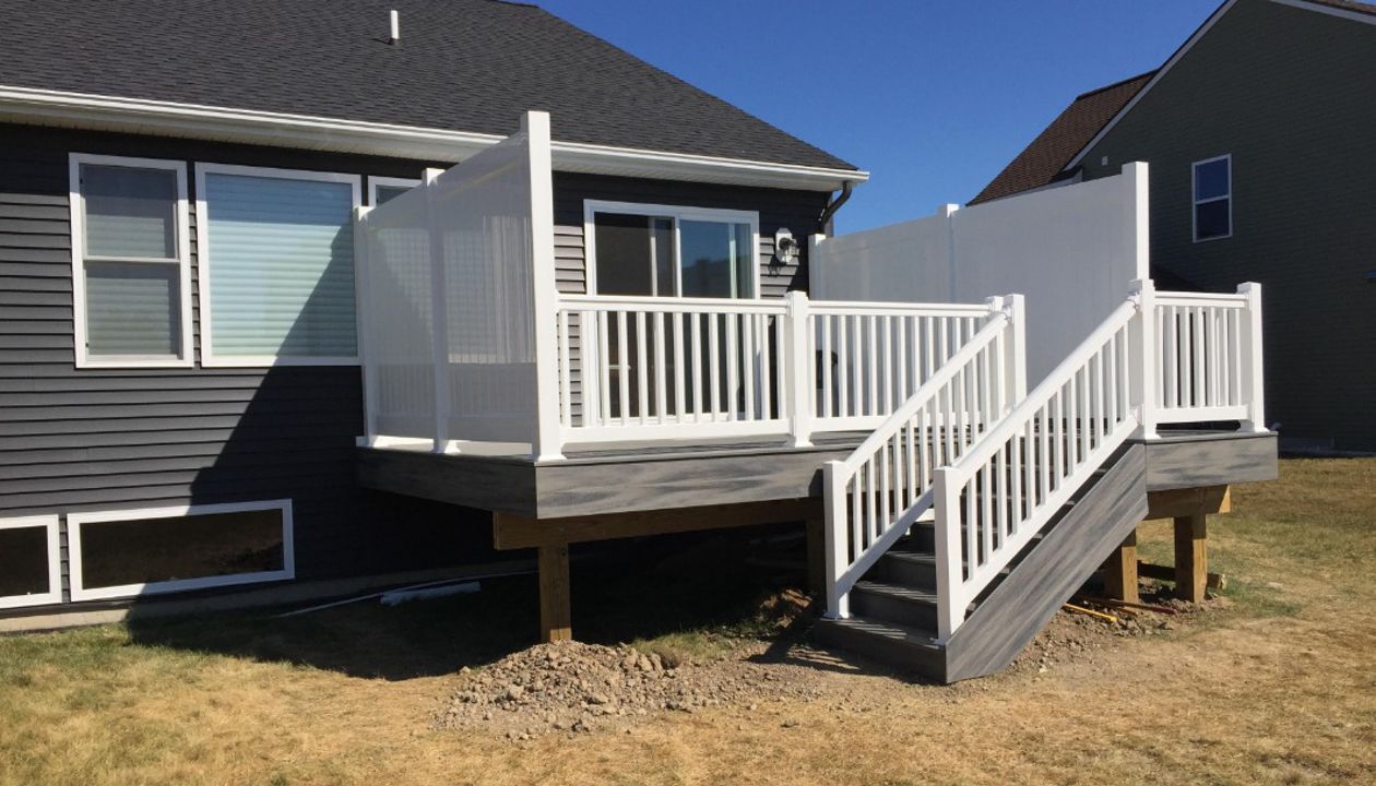 Transcends - Island Mist deck, picture frame and fascia with vinyl handrail