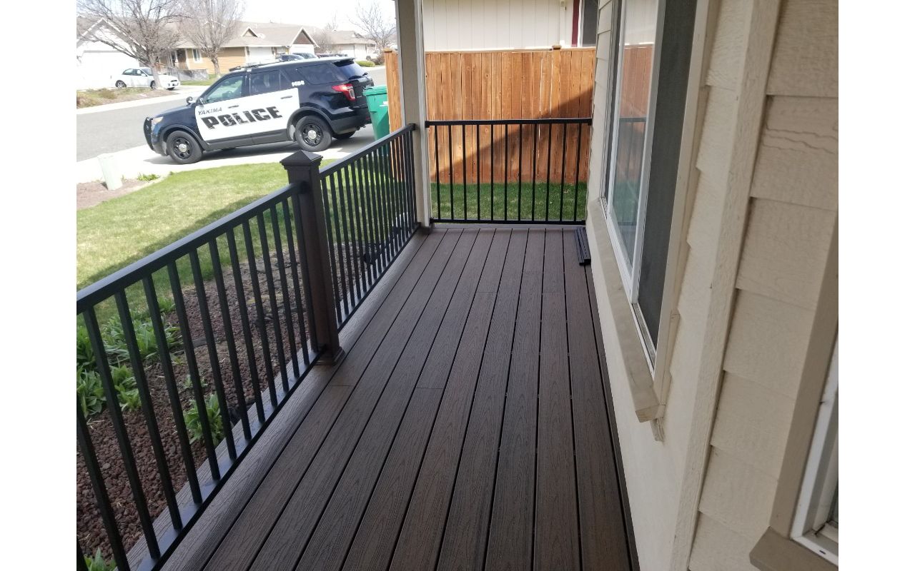 Transcends: Spiced Rum deck and Vintage Lantern Post & Black Balusters