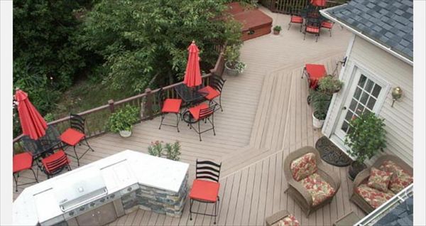 Beautiful multi-level custom Trex deck in Raleigh, NC