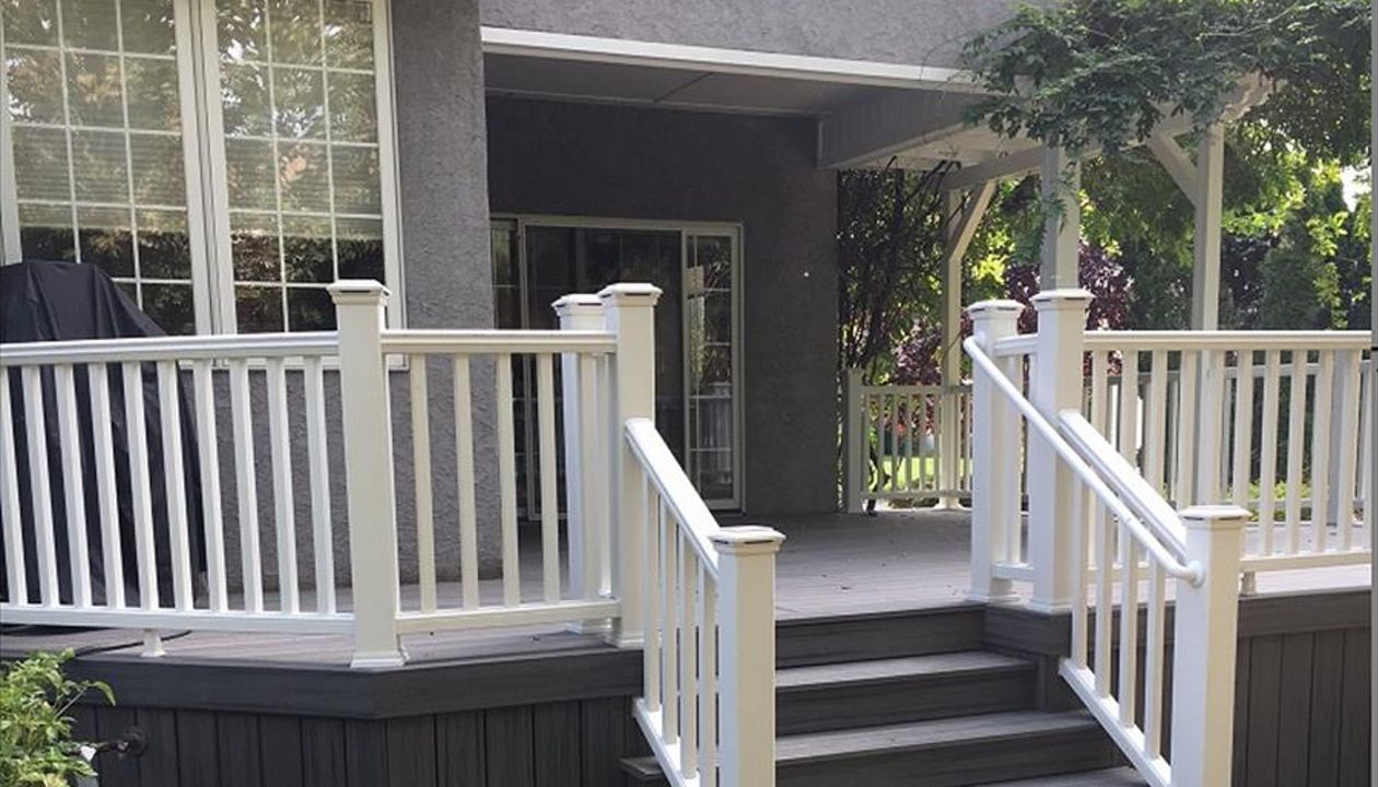 Island Mist and Transcend white railing