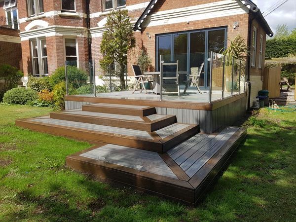 Trex Transcend Island Mist main area. Trex transcend spiced rum outer field border. Project Womenswold