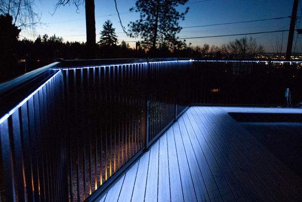 Foggy Wharf Decking Boards Illuminated at Night