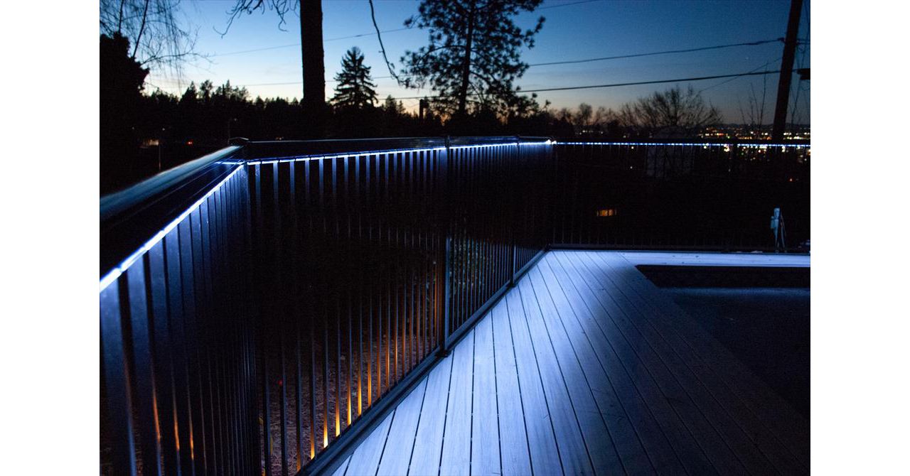 Foggy Wharf Decking Boards Illuminated at Night