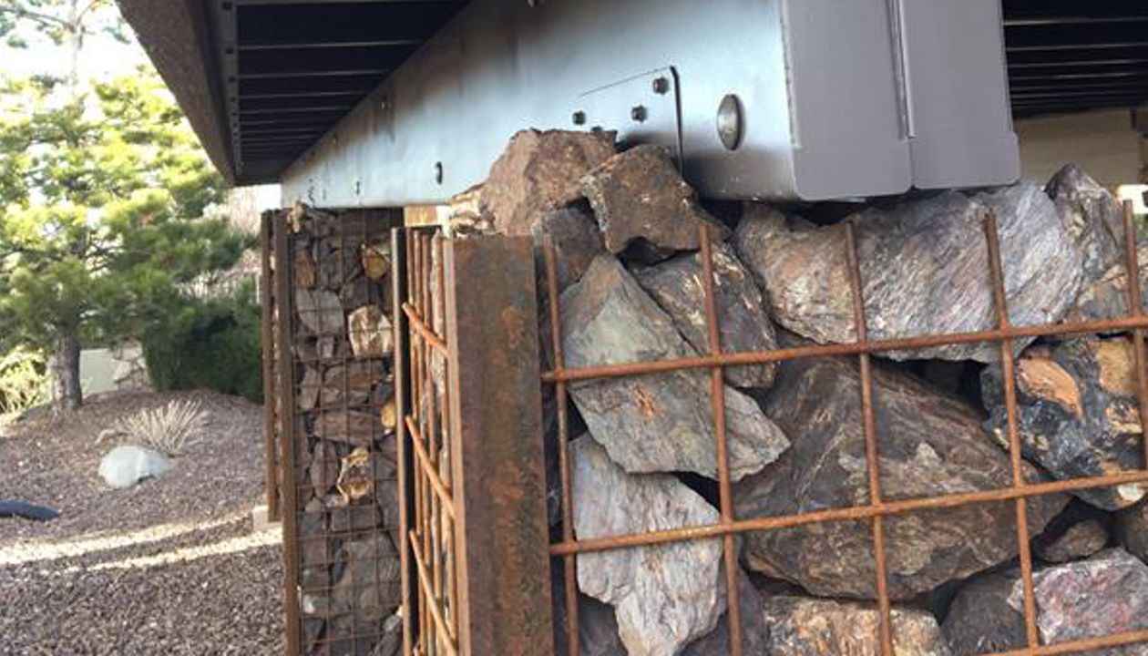 Trex decking with stone support columns