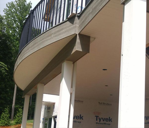 Completed custom curved deck and rail in Bel Air, MD