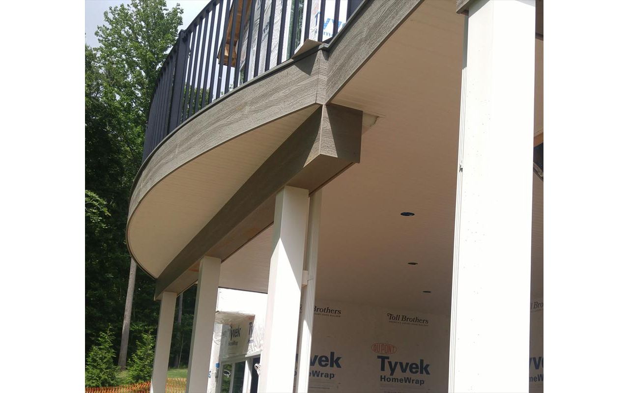 Completed custom curved deck and rail in Bel Air, MD