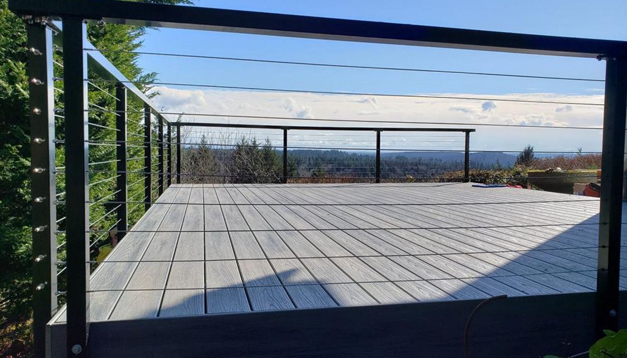 Trex Transcend Island Mist Deck in Gig Harbor Wa by Million’s Custom Landscaping and Decks